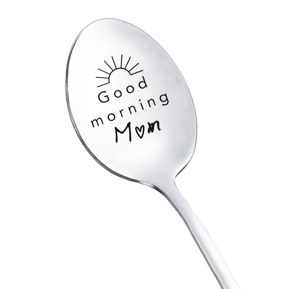 Good Morning Coffee Spoon Stainless Steel Spoon Gift for Nana Papa Mom
