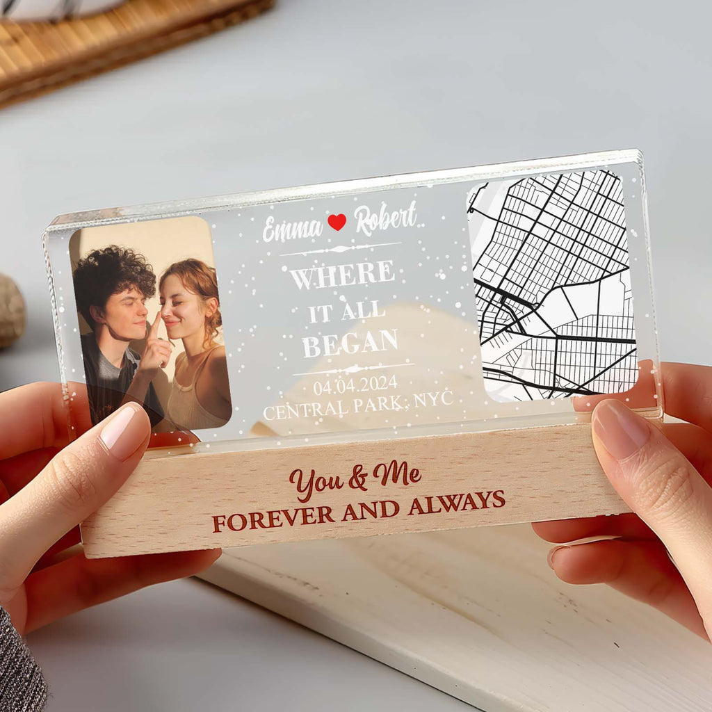 Personalized Where It All Began Night Light Custom Photo Light Gift for Lover