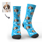 Personalized Pet Portrait Socks Funny All Over Face Print Smoky Blue