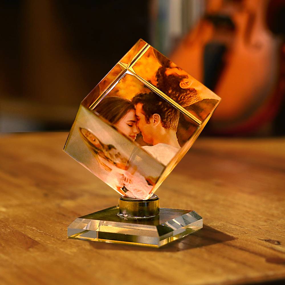 Custom Magic Cube Crystal Photo Frame Cube Keepsake 50mm
