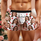 Personalized Face Boxer I Sucked It So It's Mine Men Underwear without Custom Belt Text Christmas Gift Personalized Photo Valentines Gift