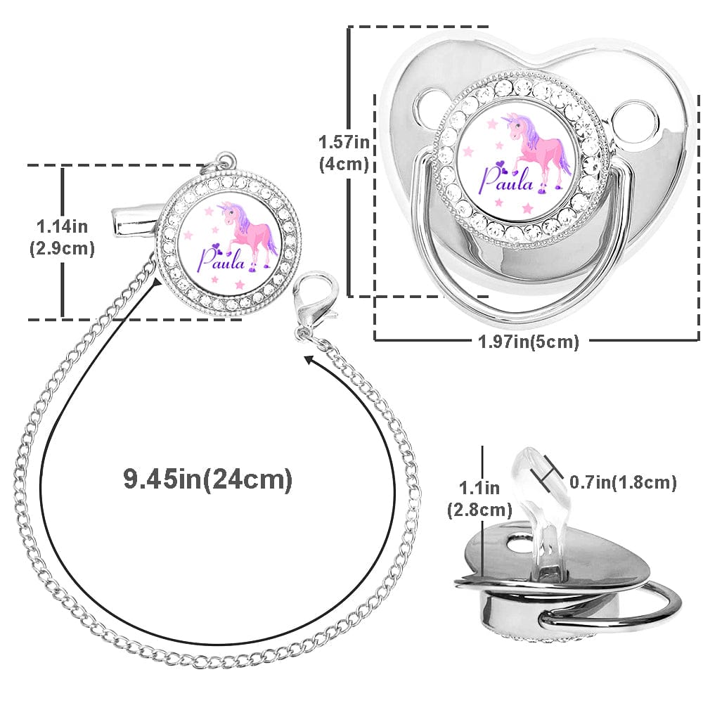 Custom Name Baby Pacifier & Clip Set with Dreamlike Unicorn Pattern – Personalized Newborn Gift