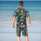 Custom Face Hawaiian Shirt And Beach Shorts Set Personalized Men's Photo Flamingo Flower Set Vacation Party Gift