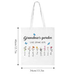 Personalized Birth Month Flowers Grandma's Garden Tote Bag Mom's Garden Tote Bag With Kids Names Gift For Grandma