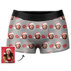 Customized Face Boxers Christmas Hat Printed Underwear with Picture
