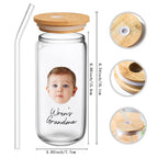 Personalized Face Tumbler Custom Glass Tumbler Glass Can Face Cup Gifts for Grandma