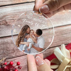 Baby First Christmas As A Family Of Three - Personalized Photo Acrylic Ornament 683130 - DiyGiftly