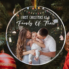 Baby First Christmas As A Family Of Three - Personalized Photo Acrylic Ornament 683130 - DiyGiftly