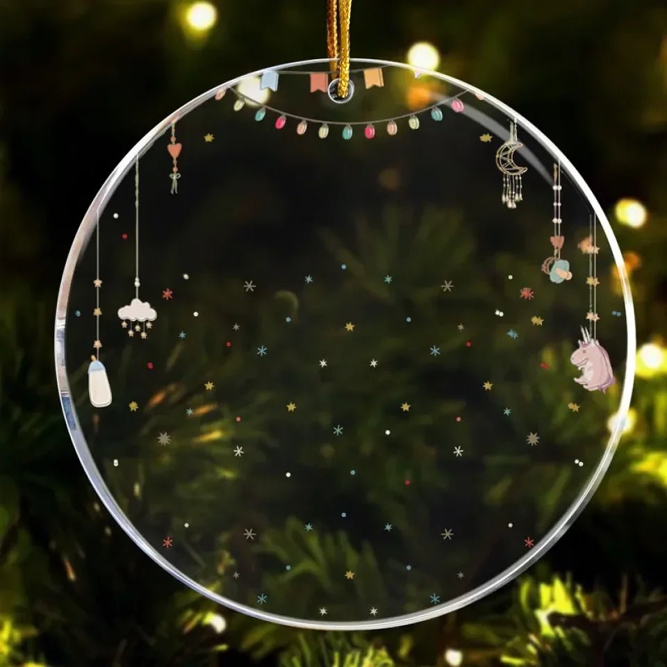 Baby First Christmas As A Family Of Three - Personalized Photo Acrylic Ornament 683130 - DiyGiftly