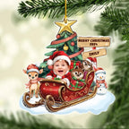 Baby In A Christmas Sleigh - Personalized Custom Acrylic Ornament 724738 - DiyGiftly