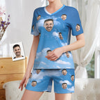 Customized Face Pyjamas Blue Sky Short Pajama Set for Women