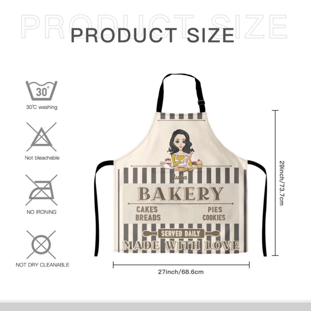 Baked With Love – Personalized Apron With Pocket | Custom Kitchen Apron for Baking, Cooking, Chef Gifts, Mom & Grandma 1073347 - DiyGiftly