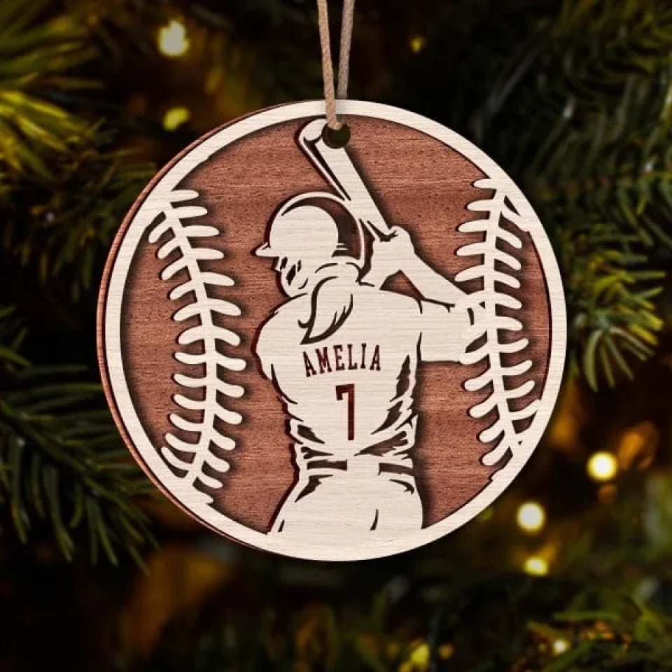 Baseball Male and Female Layer Wood Ornament Personalized Gift 689111 - DiyGiftly