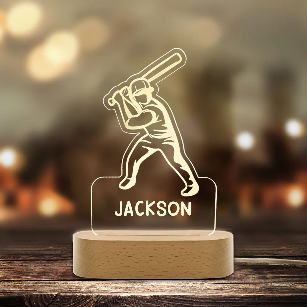 Baseball Player Personalized LED Night Light 748989 - DiyGiftly