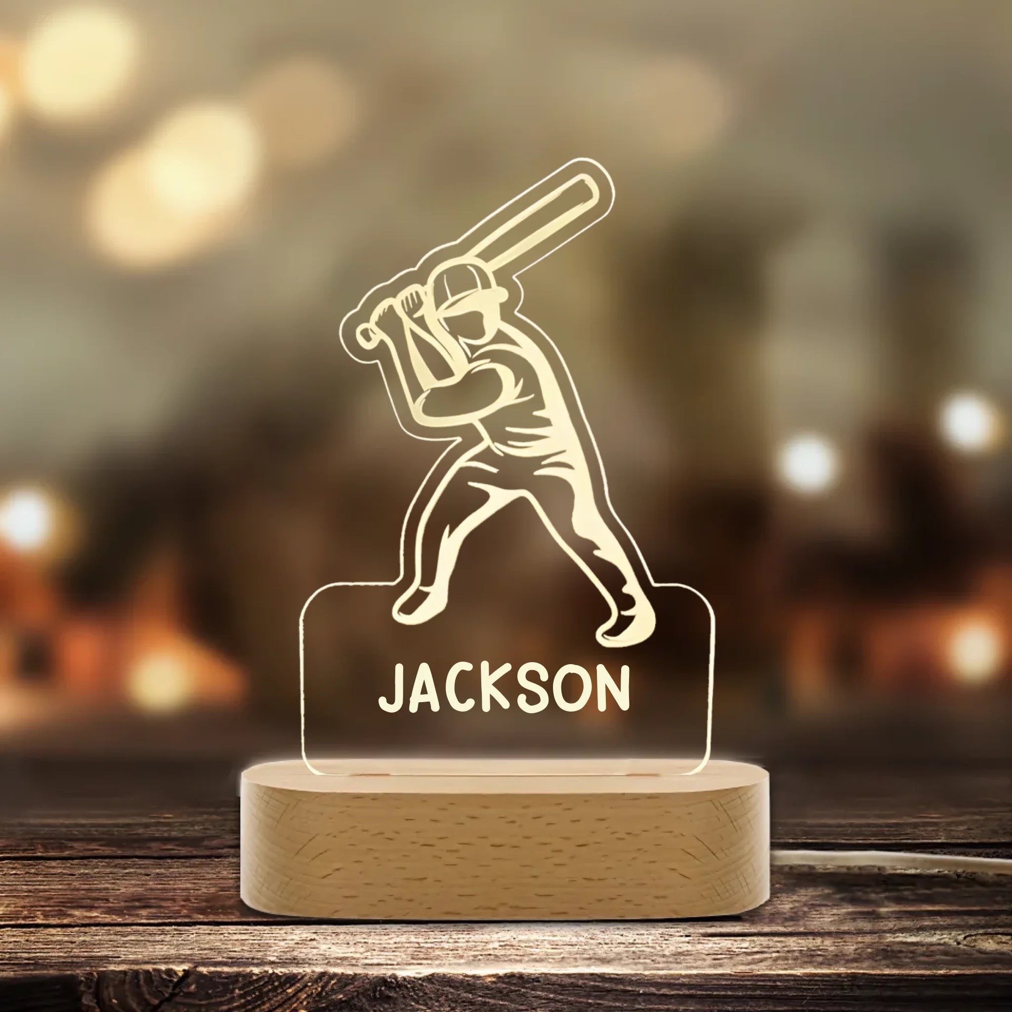 Baseball Player Personalized LED Night Light 748989 - DiyGiftly