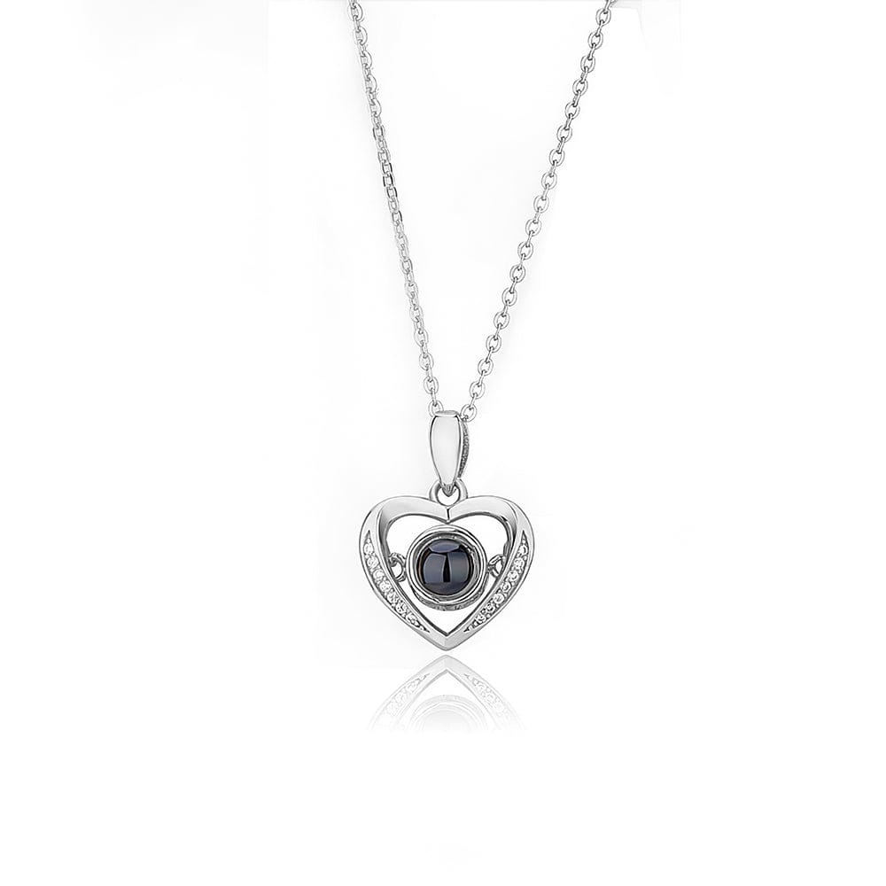 gifts for wife Carry My Love Near Your Heart - Diamond Heart Projection Necklace, Custom Photo Jewelry, Romantic Everyday Wea