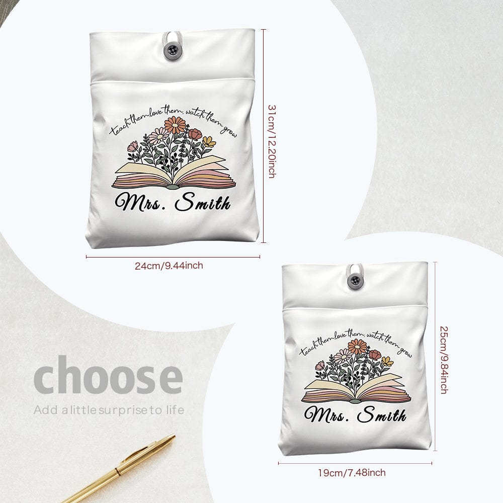 Personalized Flowers Book Cover with Pocket Book Cover Protector Appreciation Gift for Teacher