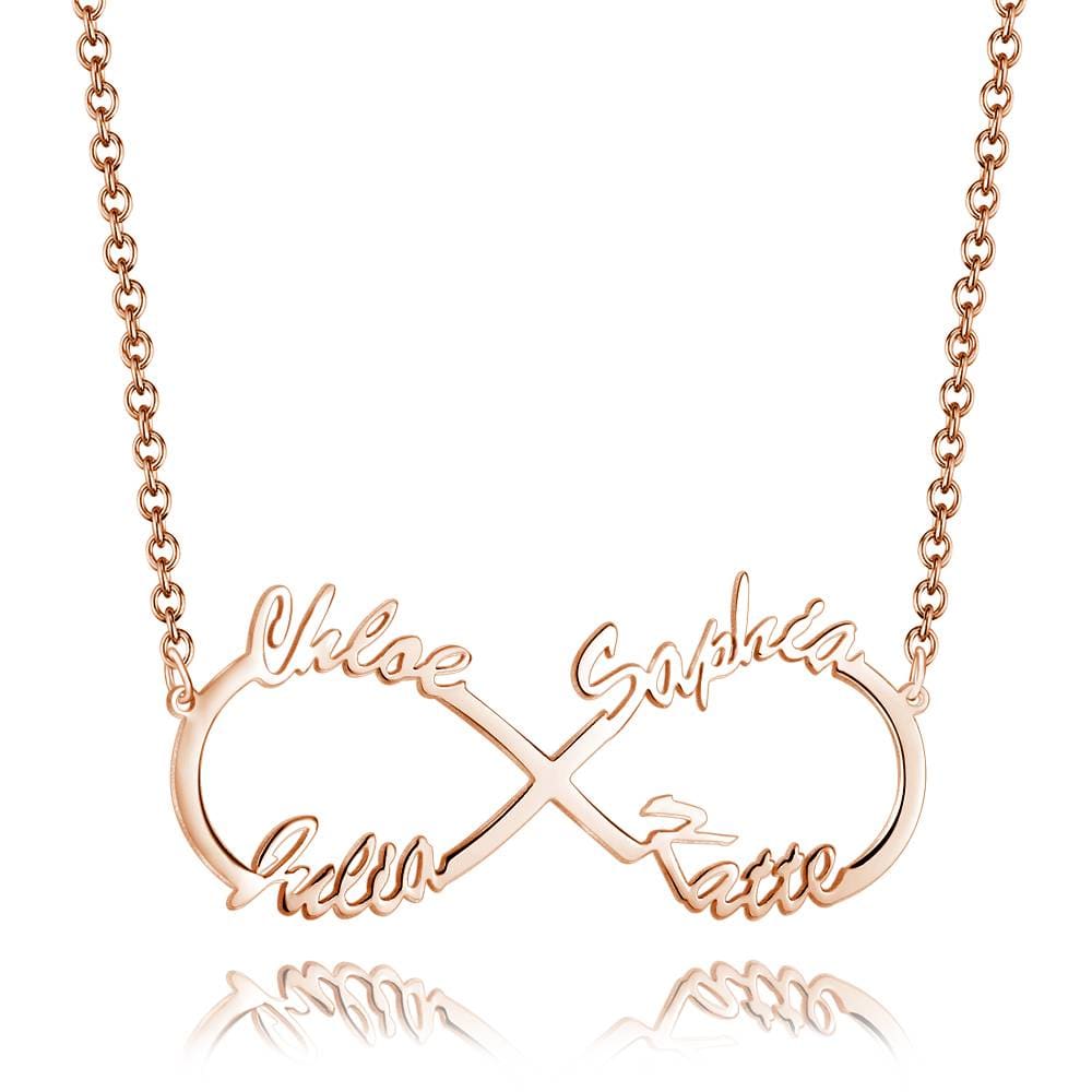 Custom Infinity Name Necklace with Four Names - S925 Silver