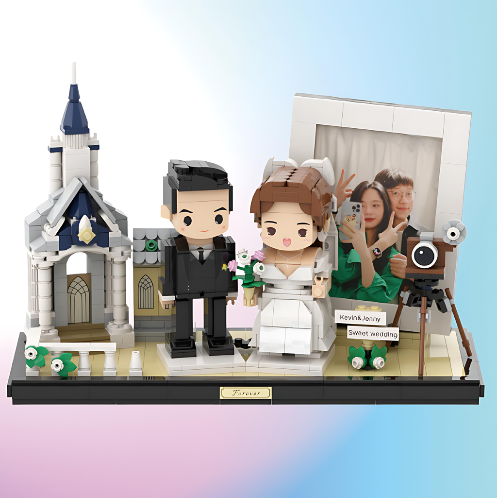 personalized full body wedding 2 people cute brick figures display