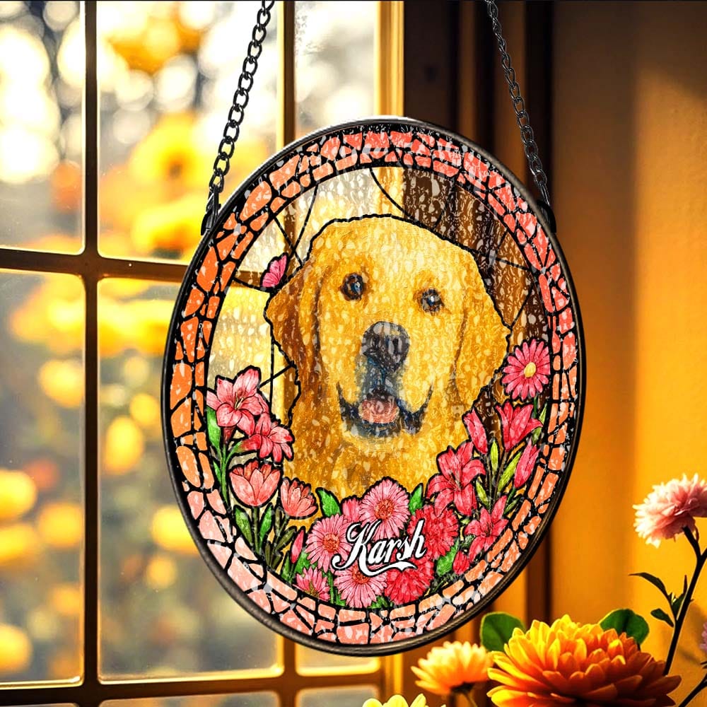 G Love Feels Close Again Stained Glass Window Hanging Window Memorial Gift for Loss of Dog