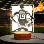 Personalized Soccer Night Light - Perfect Gift for World Cup Fans Round Wooden Base