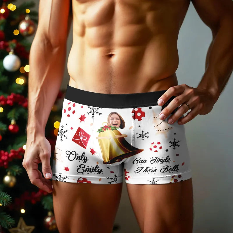 Personalized Face Boxer Only Can Jingle These Bells without Custom Belt Text Men Underwear Christmas Gift Personalized Photo Valentines Gift