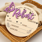 Personalized Butterfly Birth Announcement Sign Photo Prop Baby Shower Gift for Baby New Parents