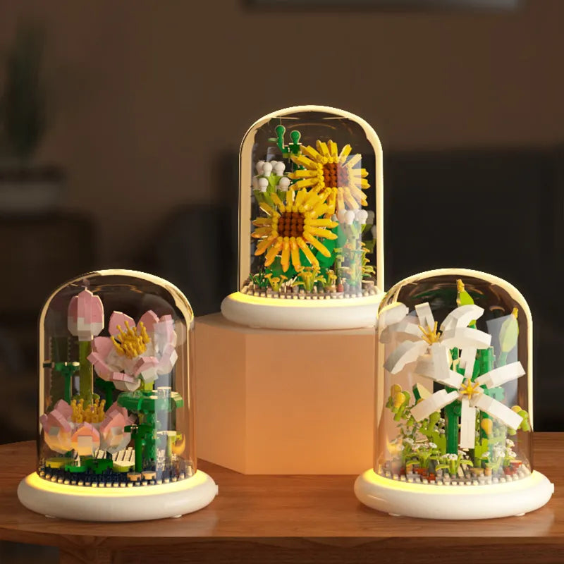 Jasmine Bouquets DIY Flower Building Set Perfect Birthday Day Gift with Dust Cover Valentines Gift
