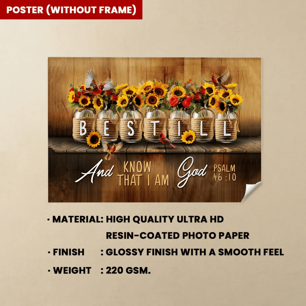 Be Still and Know That I Am God Psalm 46:10, Mason Jar Flowers, Wall Art Canvas 740585 - 740626 - DiyGiftly