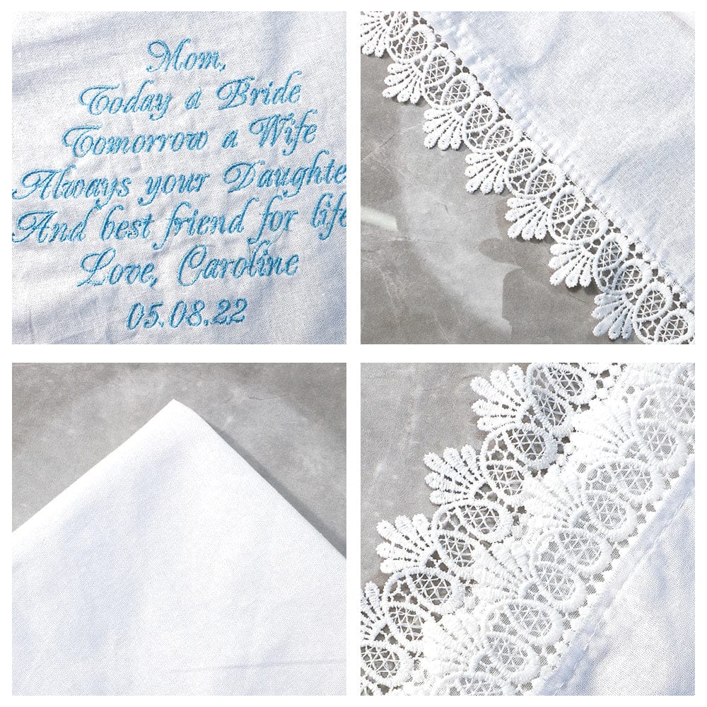 custom wedding handkerchief embroidered hankies gifts mother bride elevate detail view