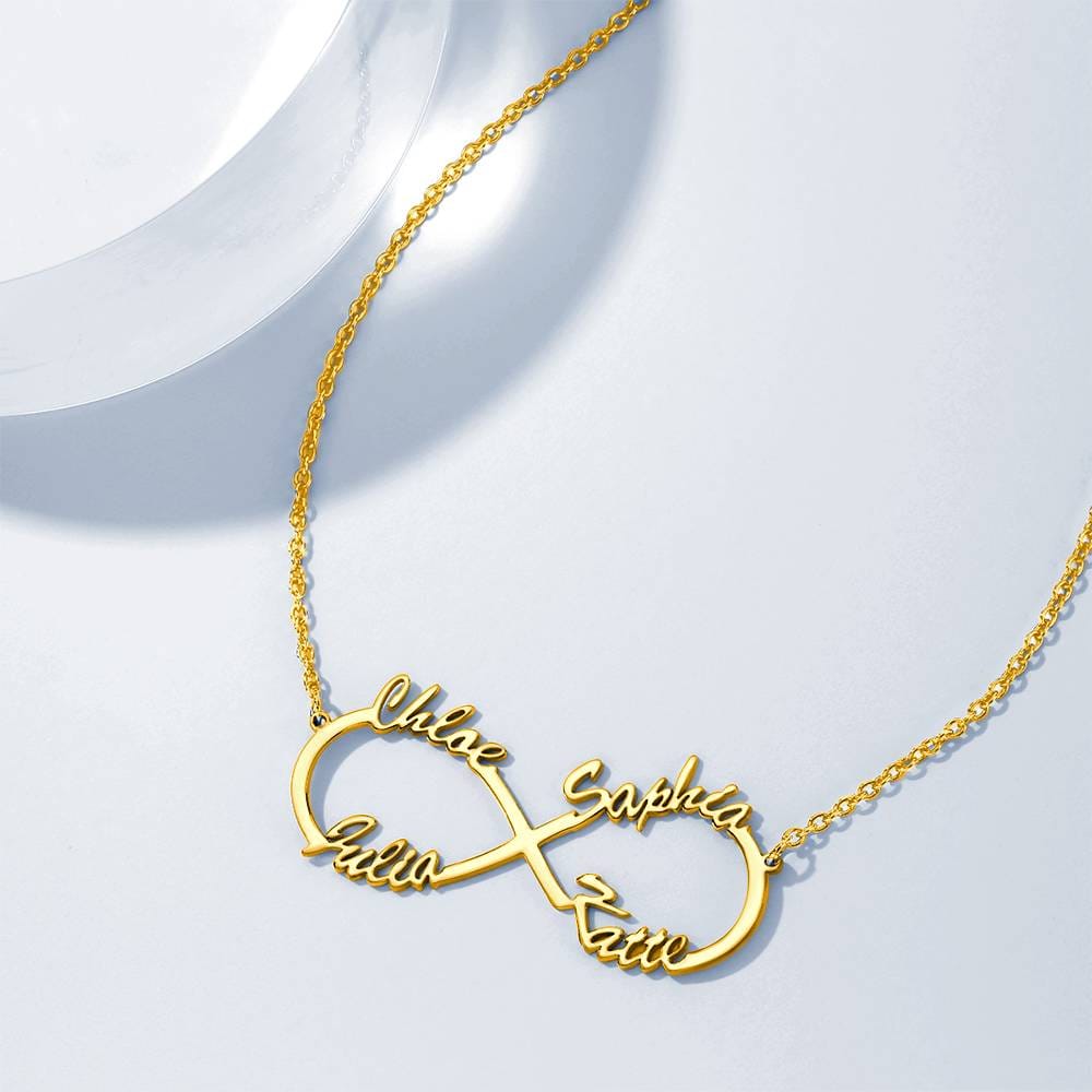 Custom Infinity Name Necklace with Four Names - S925 Silver