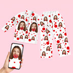 Custom Face Red Lips Long Sleeve Unisex Pajamas Set