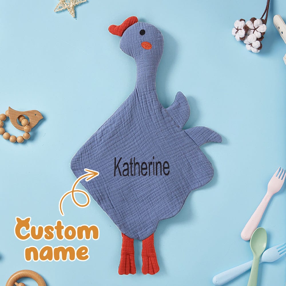 Personalized Baby Soothing Towel Soft Sleeping Swan Towel with Embroidered Name Gift for Baby