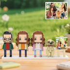 Custom Full-Body Brick Figures of 3 People and Cute Dog with Frame Personalized Anniversary Gift Birthday Gift