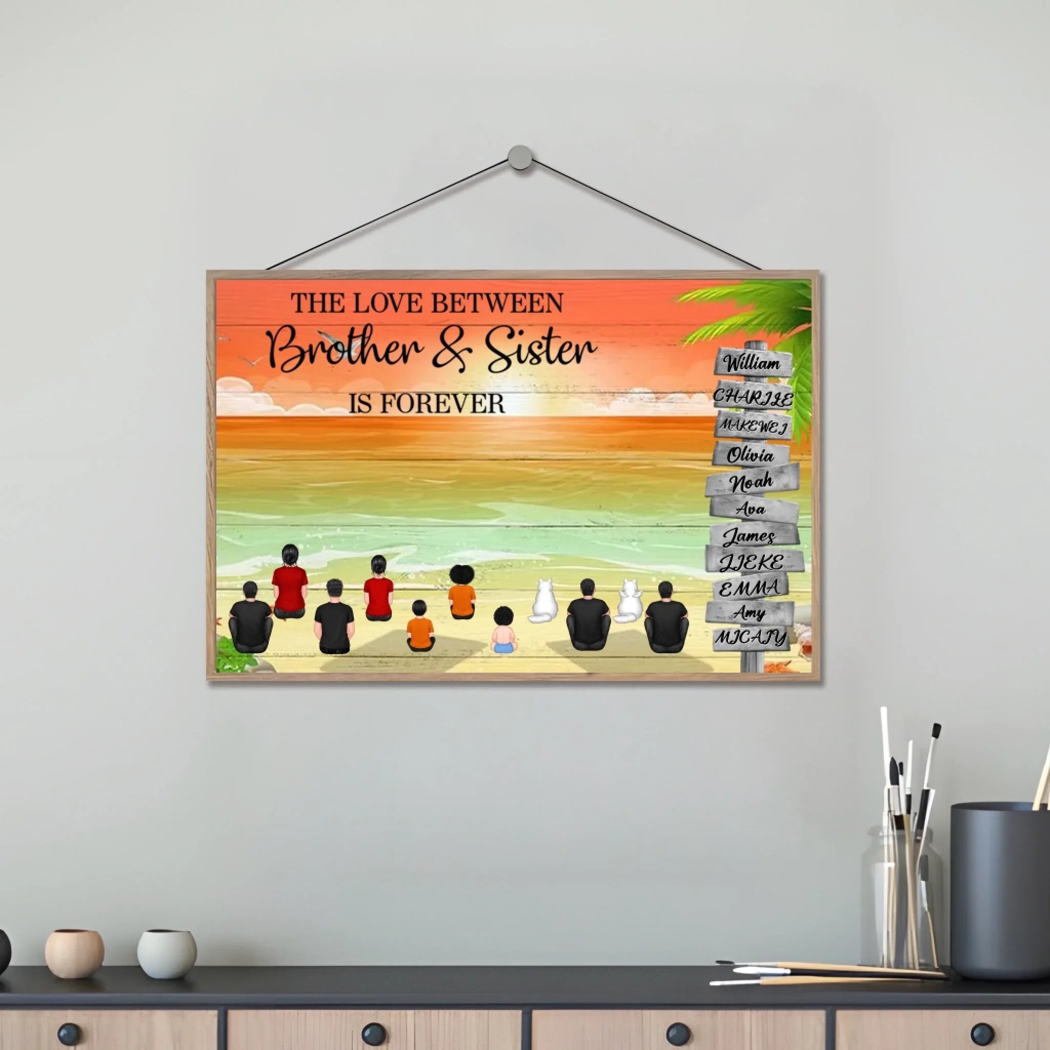 Beach Landscape Family A Little Whole Lot of Love Sign Posts Personalized Custom Wooden Plaquet, Home Decoration, Gift For Family 731522 - DiyGiftly