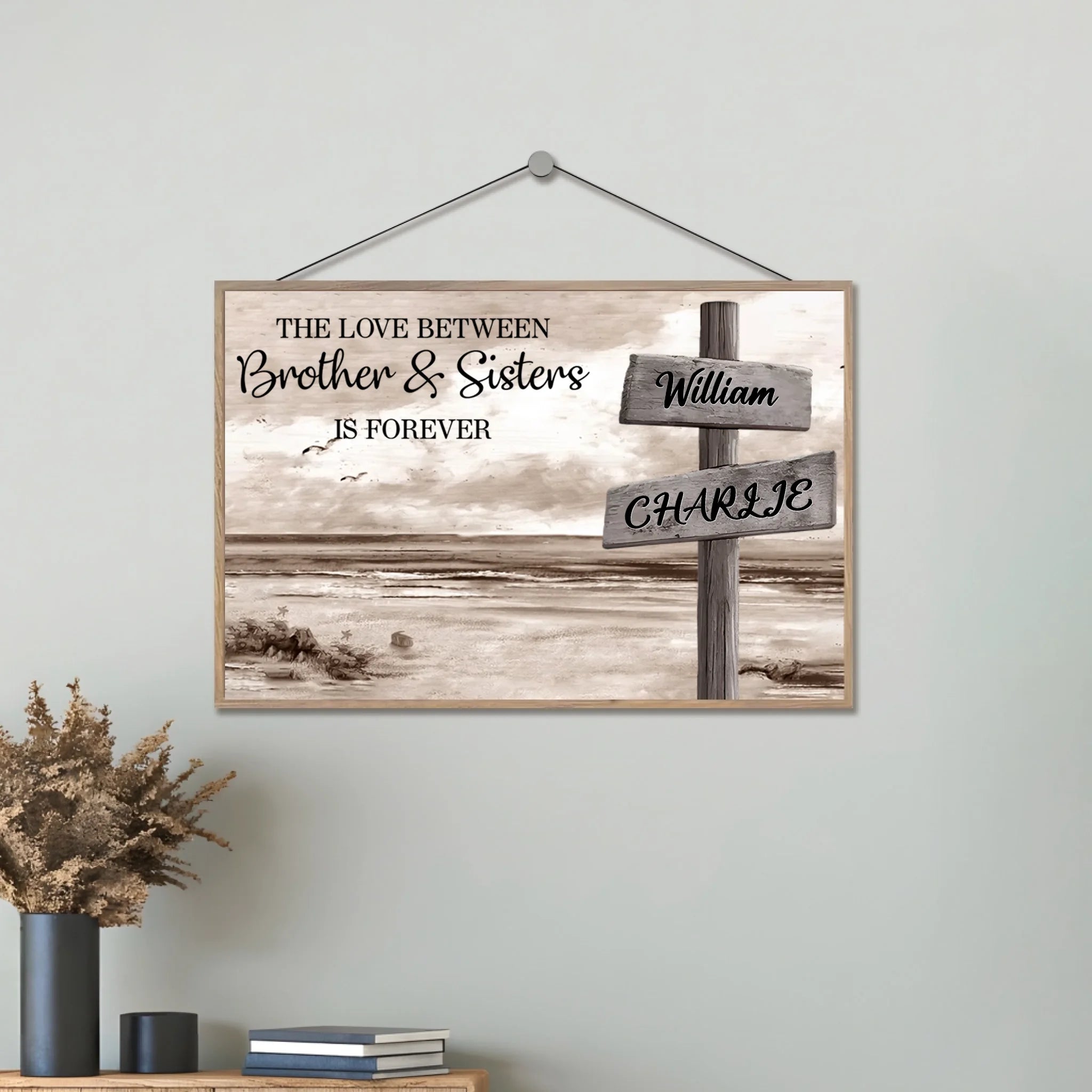 Beach Landscape Family A Little Whole Lot of Love Sign Posts Personalized Custom Wooden Plaquet, Home Decoration, Gift For Family 731522 - DiyGiftly