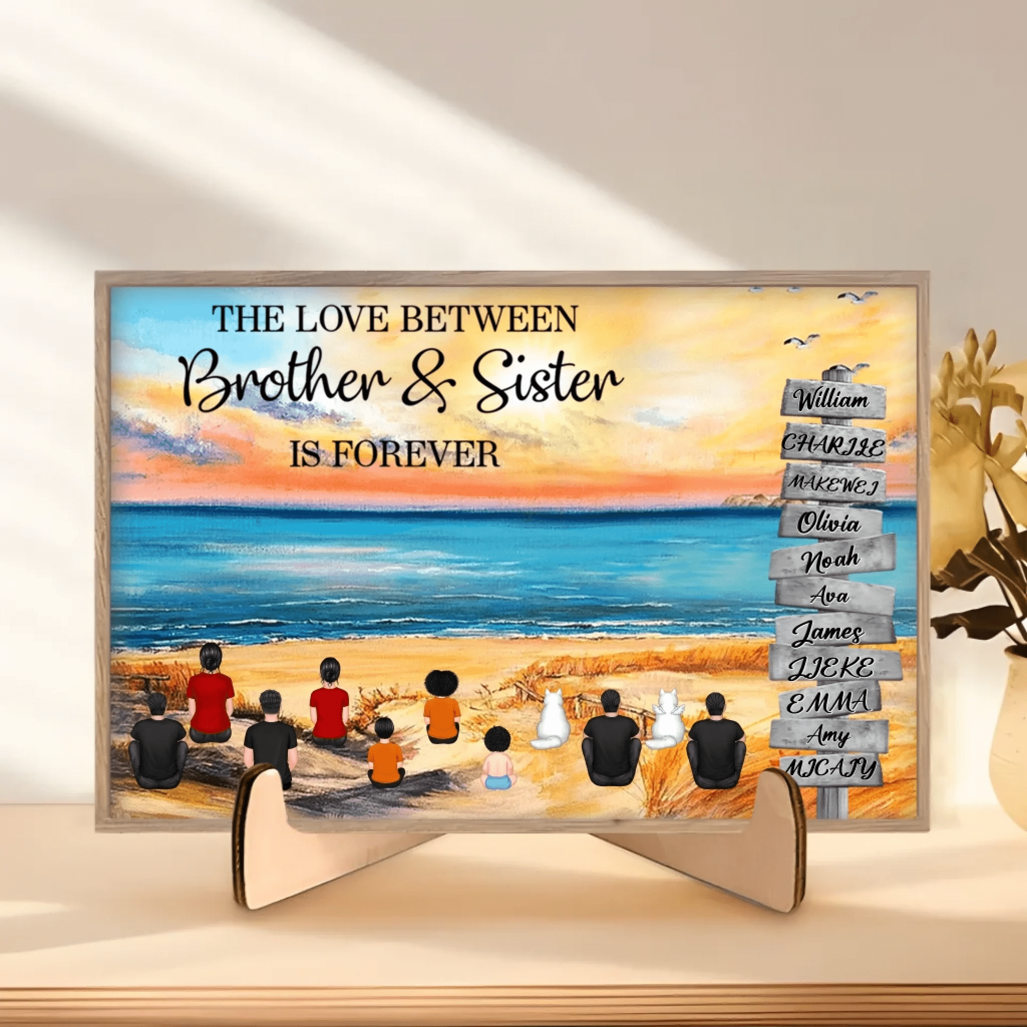 Beach Landscape Family A Little Whole Lot of Love Sign Posts Personalized Custom Wooden Plaquet, Home Decoration, Gift For Family 731522 - DiyGiftly