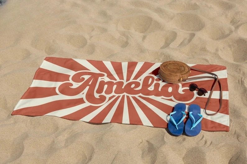 Beach Towels, Custom Beach Towel, Retro Style Personalized Beach Towel, Gifts for Grandpa, Bridesmaid Towel, 70s Kids Pool Towel 50285056 - DiyGiftly