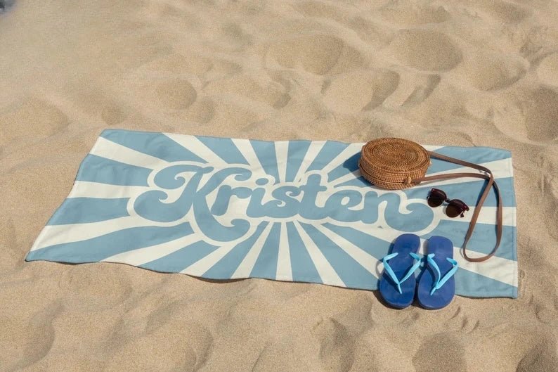 Beach Towels, Custom Beach Towel, Retro Style Personalized Beach Towel, Gifts for Grandpa, Bridesmaid Towel, 70s Kids Pool Towel 50285056 - DiyGiftly