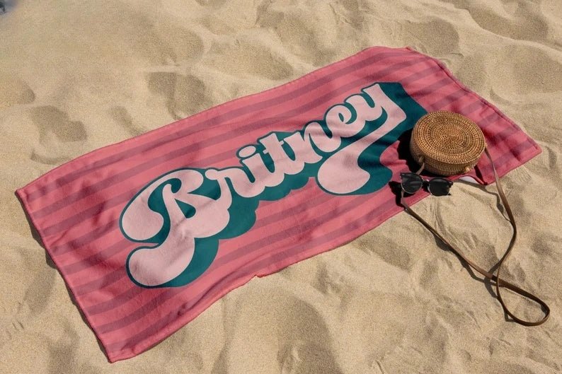 Beach Towels Retro Style Personalized Towel, Girls Trip gift, Kids Custom Pool Towel, Birthday Vacation Gift, Bridesmaid Towel, 70s Gift 95388928 - DiyGiftly