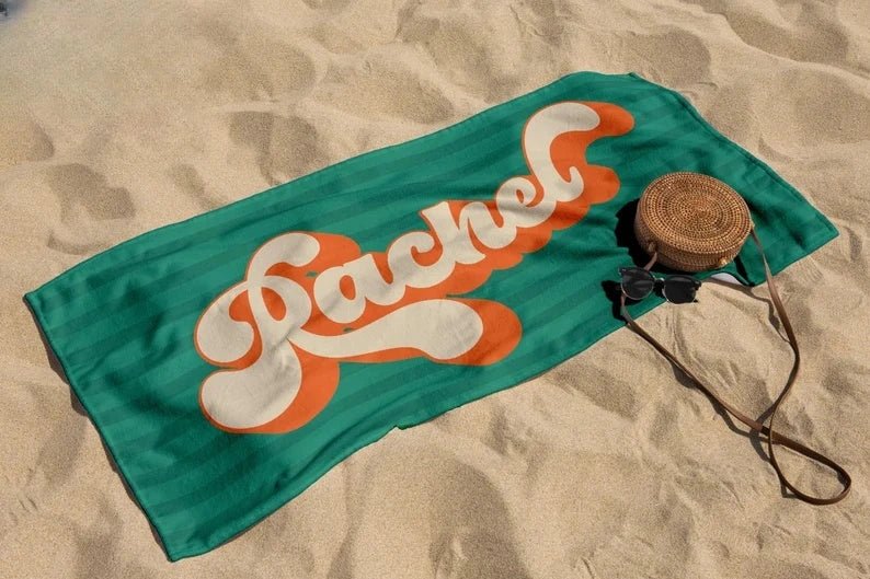 Beach Towels Retro Style Personalized Towel, Girls Trip gift, Kids Custom Pool Towel, Birthday Vacation Gift, Bridesmaid Towel, 70s Gift 95388928 - DiyGiftly