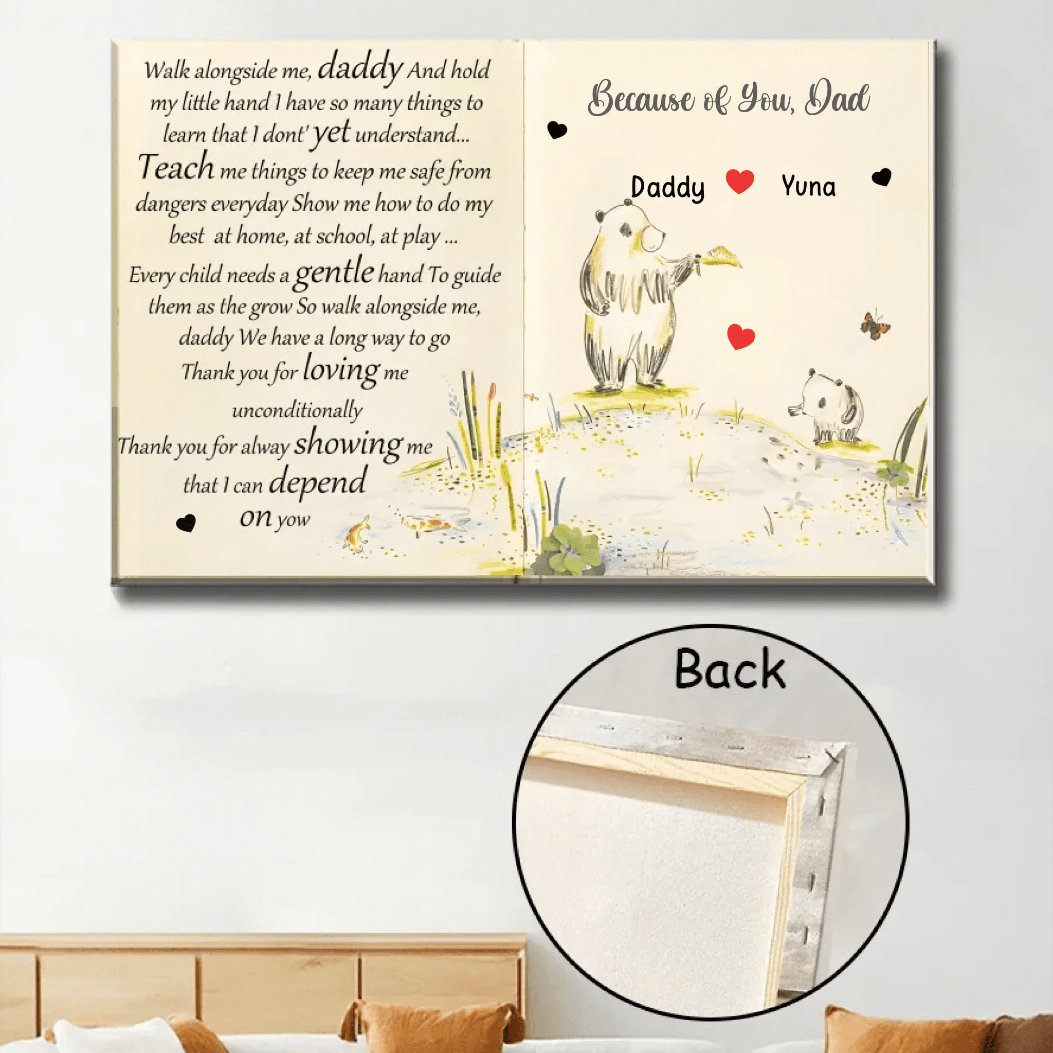 fathers day surprise custom gift for dad inspired by because of you