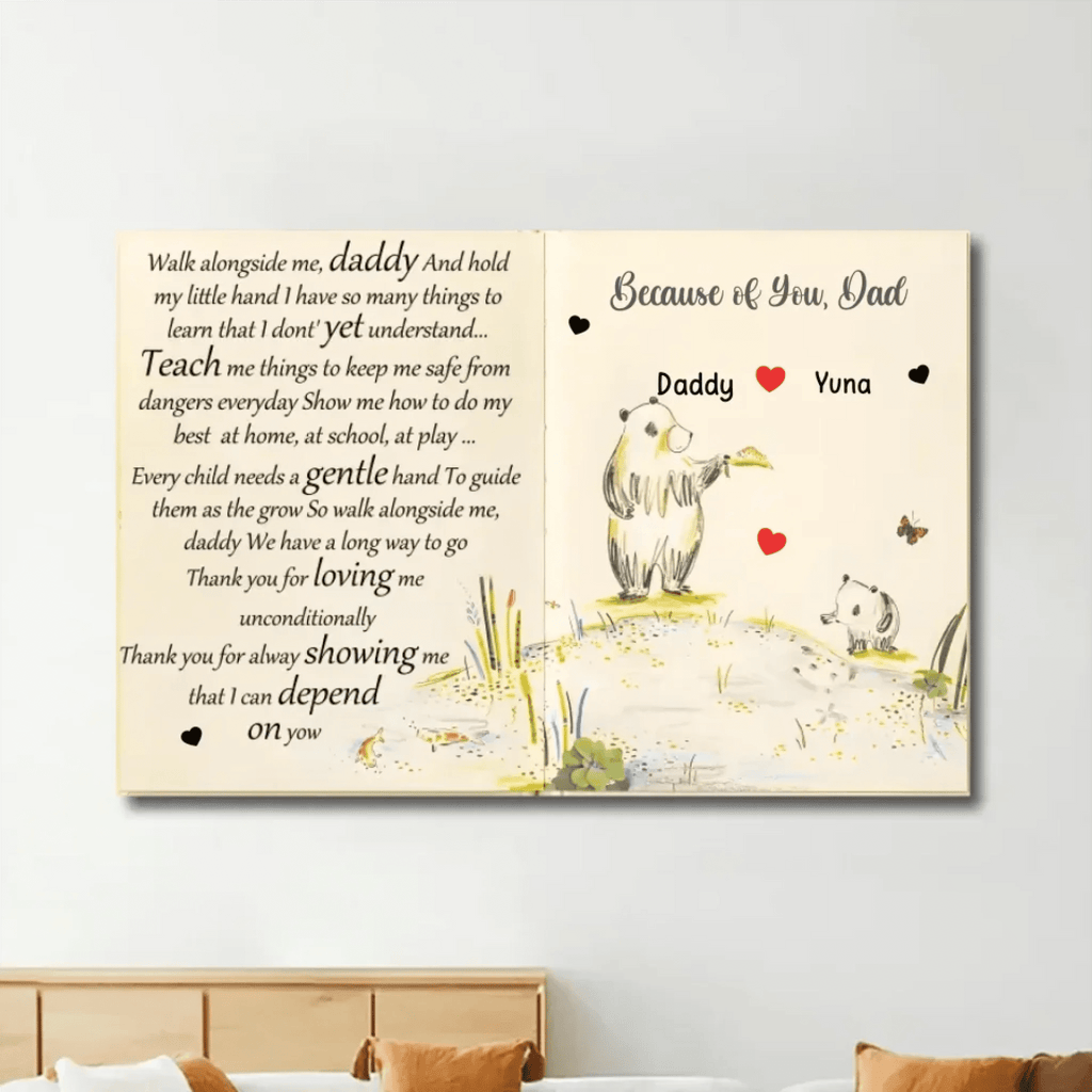because of you custom gift for dad personalized gift
