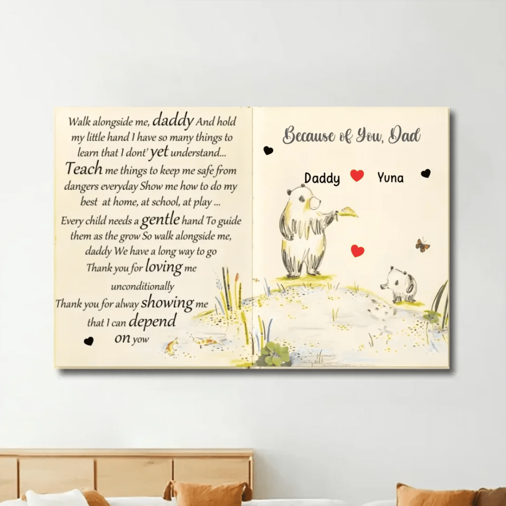 because of you custom gift for dad personalized gift