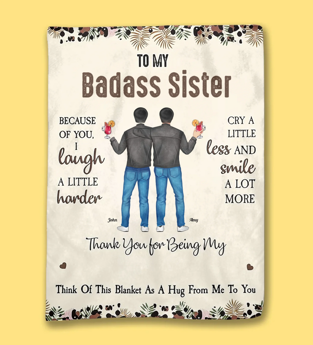 Because Of You, I Laugh A Little Harder - Personalized Blanket 679919 - DiyGiftly