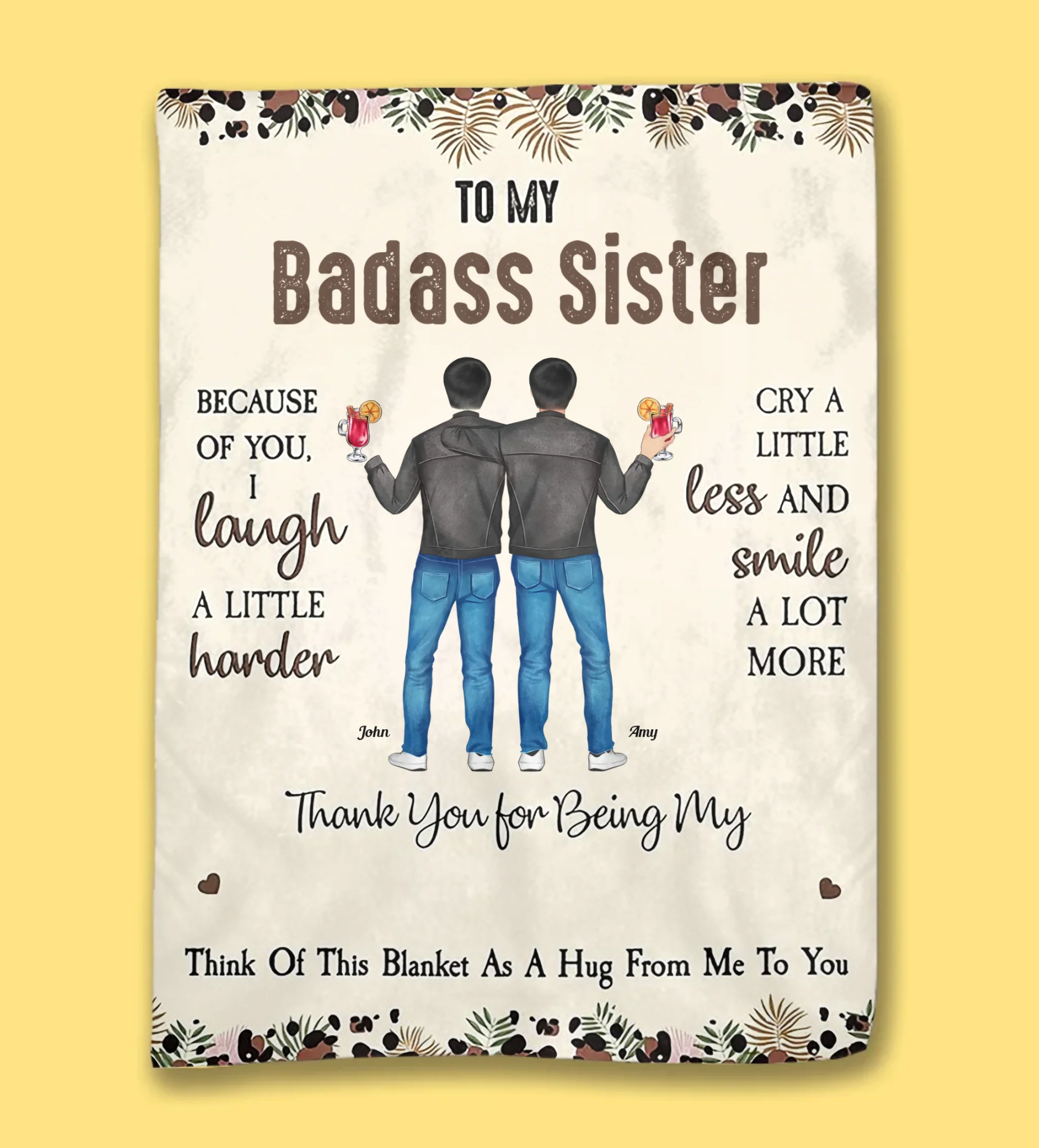 Because Of You, I Laugh A Little Harder - Personalized Blanket 679919 - DiyGiftly