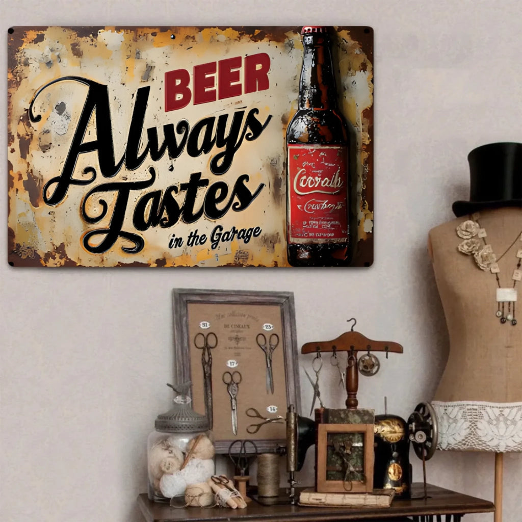 Beer Always Tastes Better In The Garage - Personalized Beer Rectangle Metal Sign 736532 - 736907 - DiyGiftly