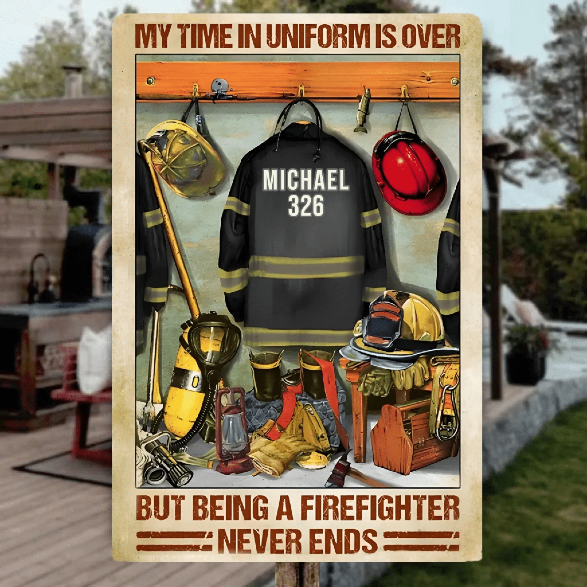 Being A Firefighter Never Ends - Personalized Firefighter Rectangle Metal Sign 737182 - 737191 - DiyGiftly