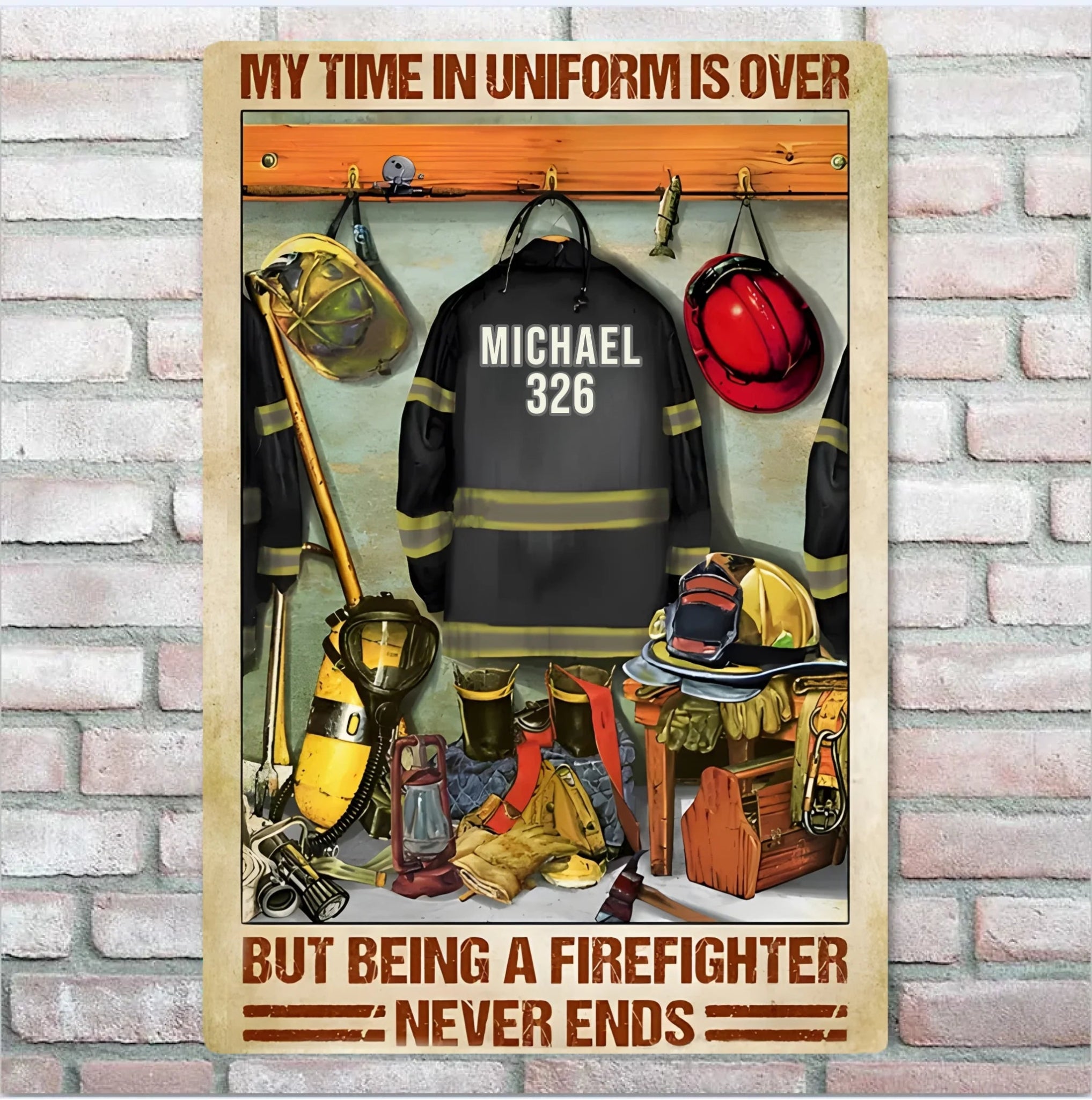 Being A Firefighter Never Ends - Personalized Firefighter Rectangle Metal Sign 737182 - 737191 - DiyGiftly