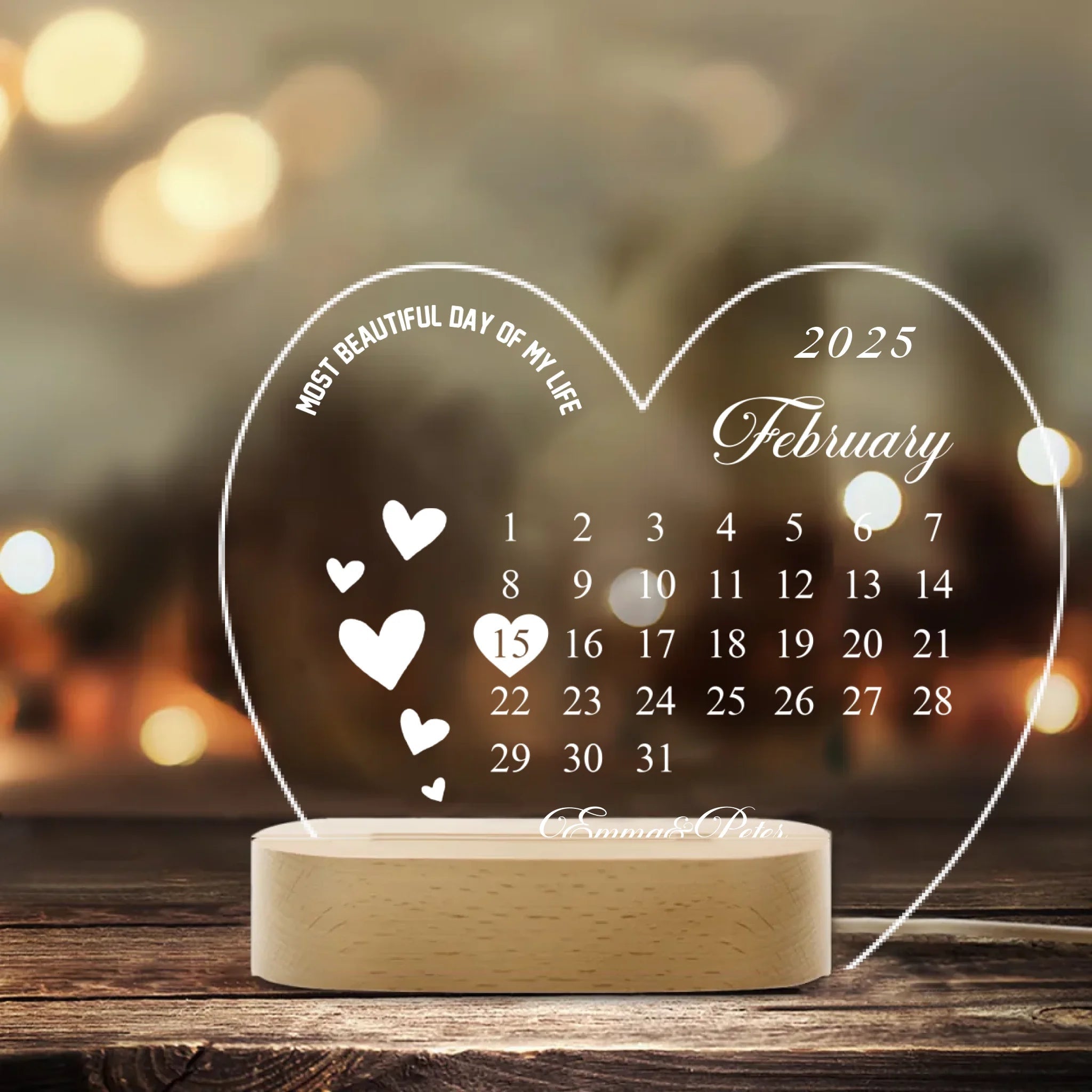 Best Calendar - Heart - Shaped LED Light 759057 - DiyGiftly